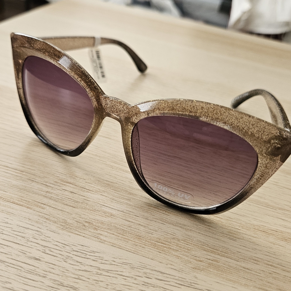 Torrid Stylish Gold Glitter Cateye Sunglasses